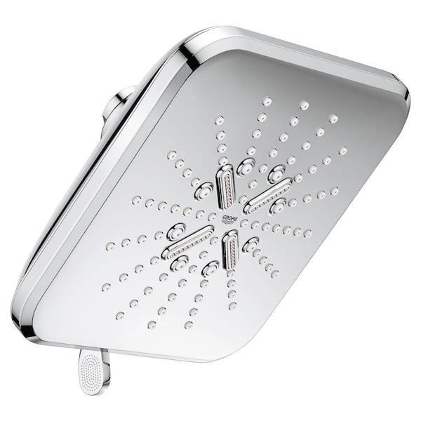 GROHE Rainshower SmartActive 3-Spray Patterns 1.75 GPM 6.5 in. Square Wall Mount Fixed Shower Head in StarLight Chrome