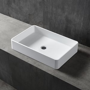 Endmore Solid Surface Wash Basin Bathroom Square Vessel Sink in White