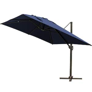 10 ft. x 10 ft. Single Top Cantilever Tilt Patio Umbrella in Navy Blue