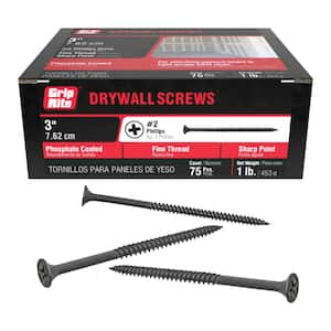 #8 x 3 in. #2 Phillips Bugle Head Fine Thread Drywall Screws 1 lb. Box