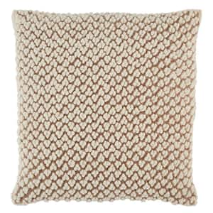 Astrid Tan/Ivory 22 in. x 22 in. Polyester Fill Throw Pillow