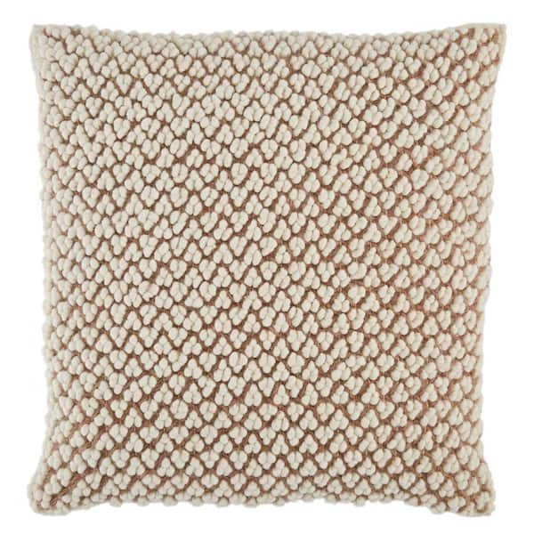 Jaipur Living Astrid Tan/Ivory 22 in. x 22 in. Polyester Fill Throw Pillow