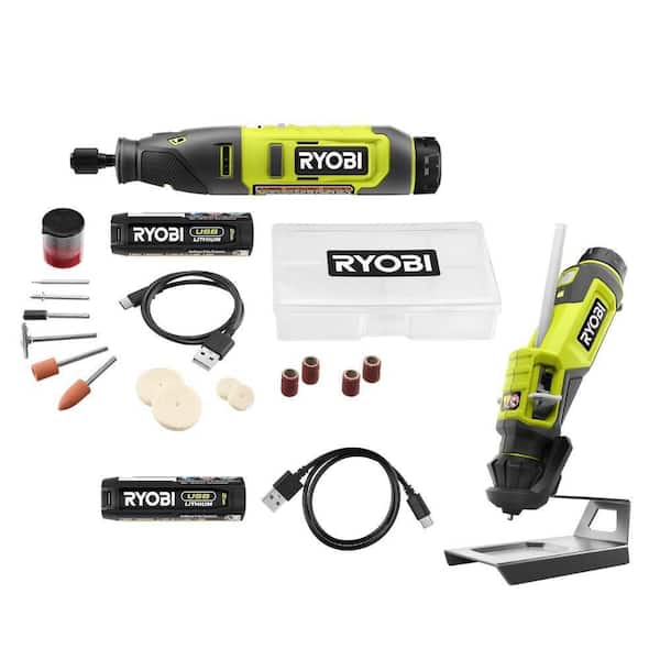 USB Lithium 2-Tool Combo Kit with Rotary Tool, Glue Pen, (2) 2.0 Ah USB Lithium Batteries, and (2) Charging Cables