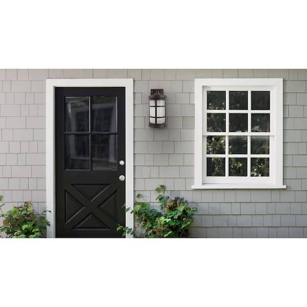 Artisan Large Cylinder 15.25 in. Bronze Composite Outdoor Hardwired Lantern Sconce with Frosted Diffuser 3000K LED