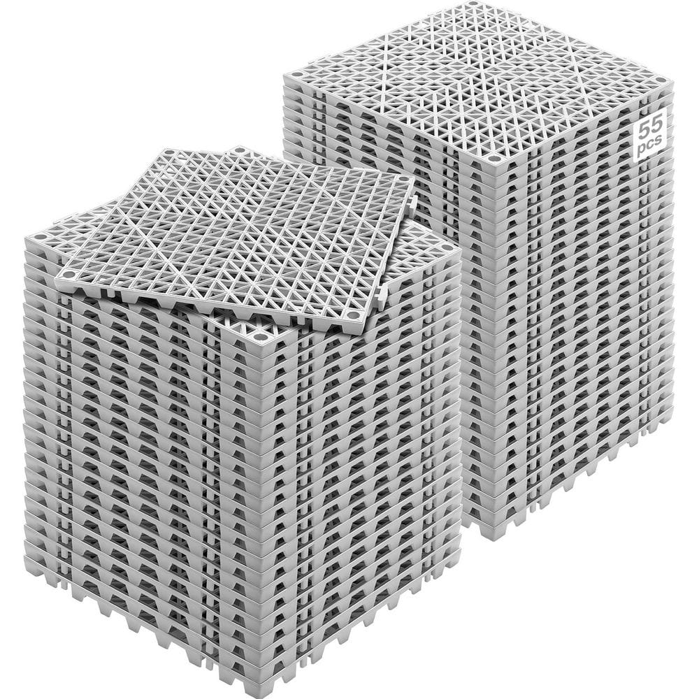 Interlocking Drainage Mat Floor Tiles PVC Interlocking Gym Flooring Tiles 12 x 12 x 0.6 in. (Gray 55 Pcs,55 sq ft) price history on PriceWatchPro