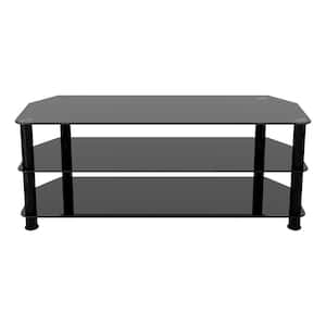 SDC1250BB-A TV Stand for TVs Upto 60 in. Black Glass, Black Legs