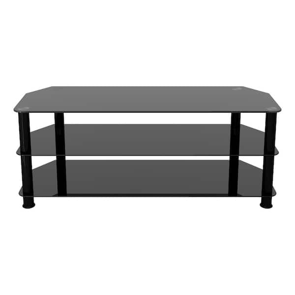 Avf Sdc1250bb A Tv Stand For Tvs Upto 60 In Black Glass Legs The Home Depot Avf Sdc1250bb A Tv Stand For Tvs Upto, Glass Coffee Table Tv Cabinet