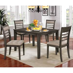 Arjana 5-Piece Weathered Gray and Beige Wood Top Dining Set (Seats 4)