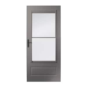 400 Series 36 in. x 80 in. Charcoal Gray Universal 3/4-Light Retractable Aluminum Storm Door with Matte Black Hardware