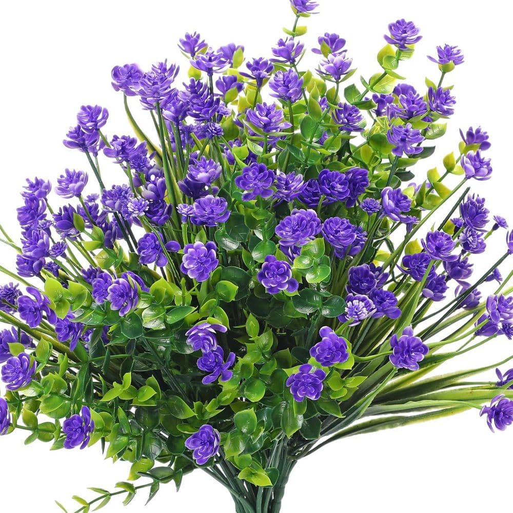 13 in. Purple Outdoor Artificial Flowers UV Resistant 12 Bundles