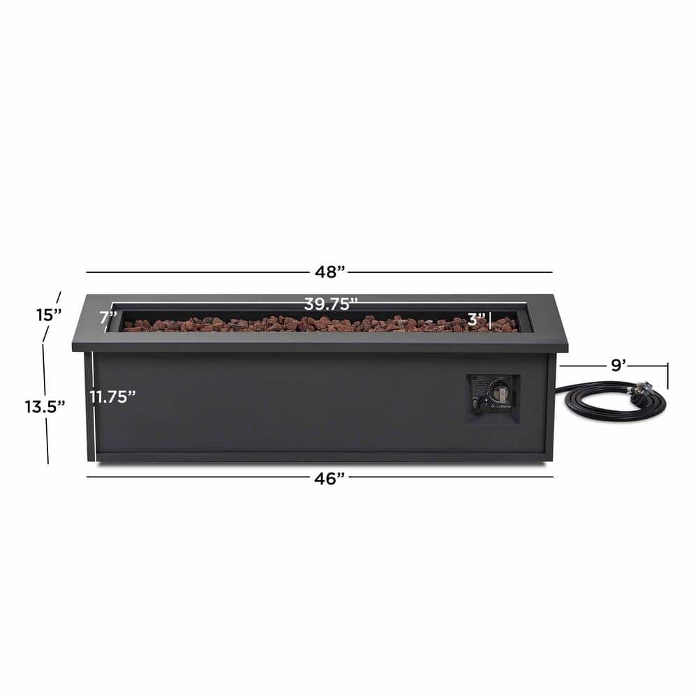 Mila 48" Weathered Slate Steel Propane Fire Pit Table