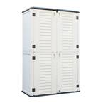 50 in. W x 29 in. D x 82 in. H Off White HDPE Outdoor Storage Cabinet