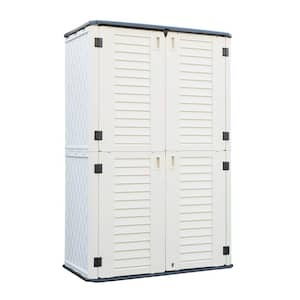 50 in. W x 29 in. D x 82 in. H Off White HDPE Outdoor Storage Cabinet