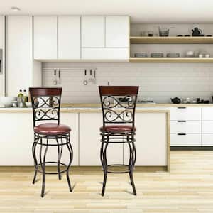 45.5 in. Retro Swivel Bar Stools High Back Metal w/ Padded-Seat Home Kitchen Pub Bistro (2-Pieces)