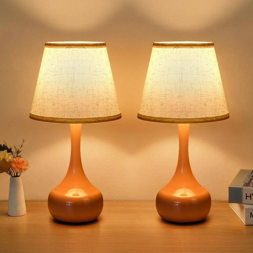 (2-Pack)17 in. H Orange LED Bedside Table Lamp with Beige Linen Shade 3-Way Dimmable Metal Touch Control Bulbs Included price history on PriceWatchPro
