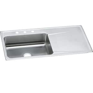 Lustertone Drop-in Stainless Steel 43 in. 3-Hole Single Bowl Kitchen Sink