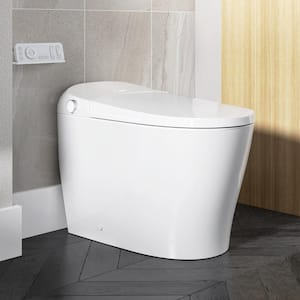 Tankless Elongated Smart Toilet Bidet in White with White Backlid, Auto Flush, Warm Air Dryer, Bubble Infusion Wash
