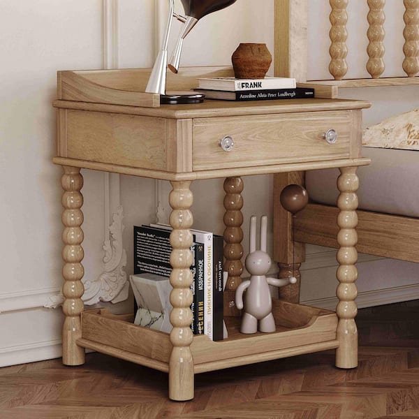 Natural 1 Drawer 20.4 in. W Nightstand