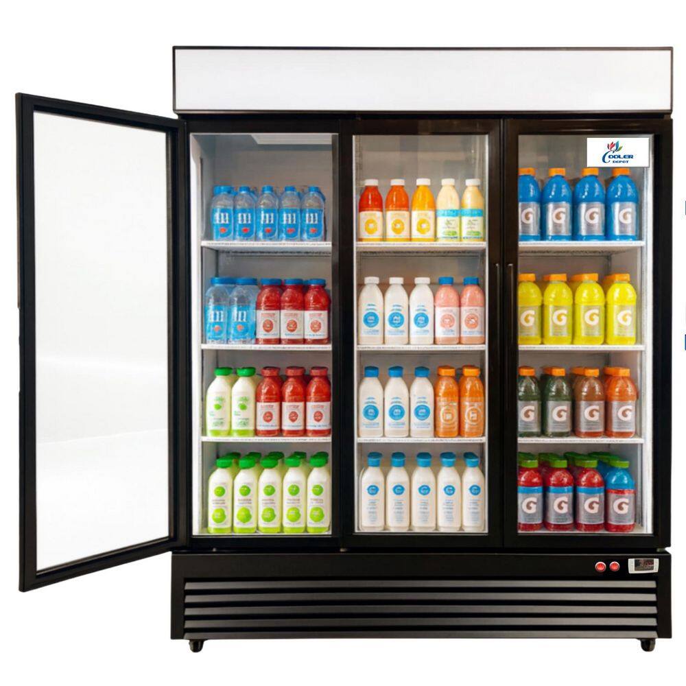64 in. 49.8 cu. ft. Commercial Refrigerator Merchandiser 3 Glass Door in Black Stainless Steel price history on PriceWatchPro