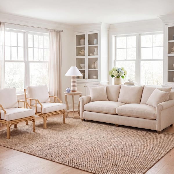 Natural Fiber Beige 9 ft. x 9 ft. Round Solid Area Rug