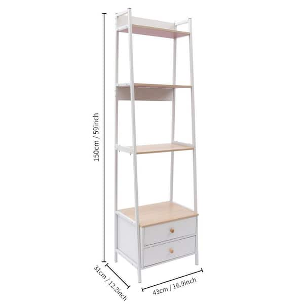 Yiyibyus Freestanding 8-Tier Storage Cabinet Organizer Wooden Shelving Unit with Drawer (19.68 in. W x 61.02 in. H x 7.87 in. D)