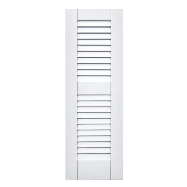 Winworks Wood Composite 12 in. x 36 in. Louvered Shutters Pair #631 White