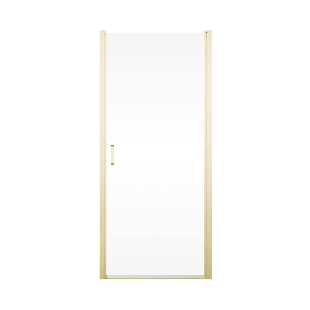36 in. W x 72 in. H Pivot Semi-Frameless Shower Door in Brushed Gold Finish with Clear Glass price history on PriceWatchPro