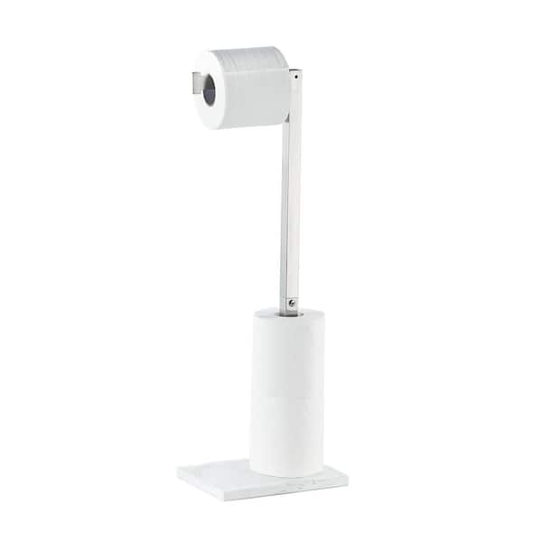 FURUISI Standing Toilet Paper Holder with Storage in Brushed Nickel