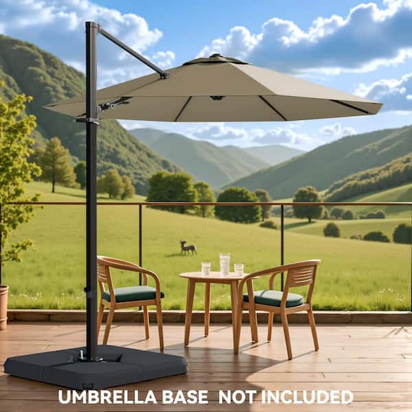 10 ft. Market Cantilever Outdoor Patio Umbrella with 360° Rotation in Brown