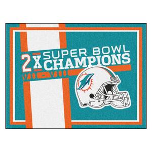 Miami Dolphins Dynasty Turquoise 8 ft. x 10 ft. Plush Area Rug