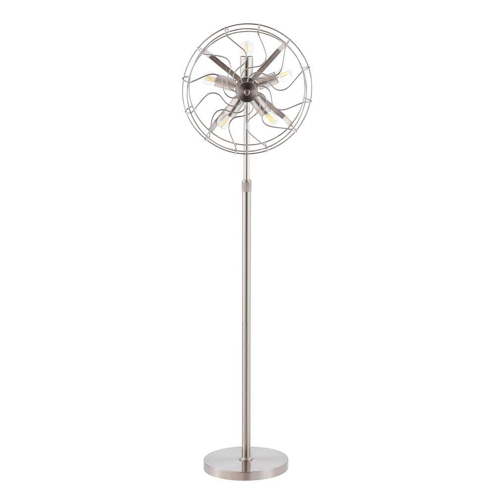 62 in. Brushed Nickel 5-Light Adjustable Standard Floor Lamp with Metal Caged Shade price history on PriceWatchPro