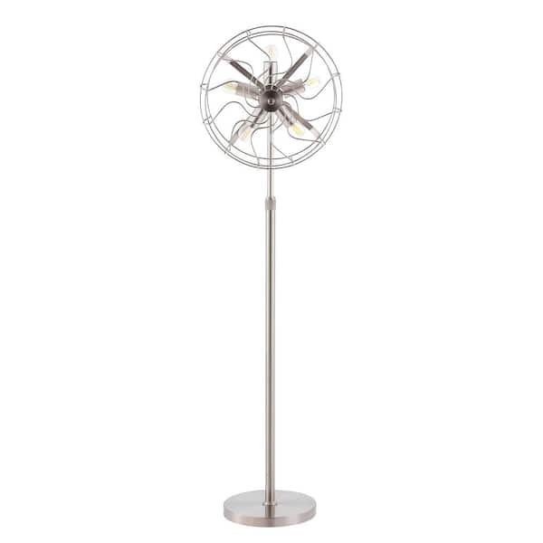 MLiAN 62 in. Brushed Nickel 5-Light Adjustable Standard Floor Lamp with Metal Caged Shade
