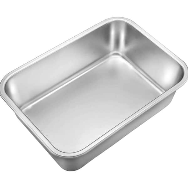 Rectangular Deep Dish Stainless Steel Bake Pan with Brushed Surface, Heavy Duty, Easy Clean, 1-Piece