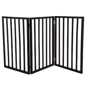 24 in. x 54 in. Wooden Freestanding Dark Brown Pet Gate