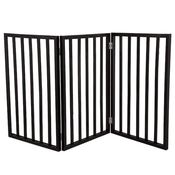 Petmaker 24 in. x 54 in. Wooden Freestanding Dark Brown Pet Gate ...