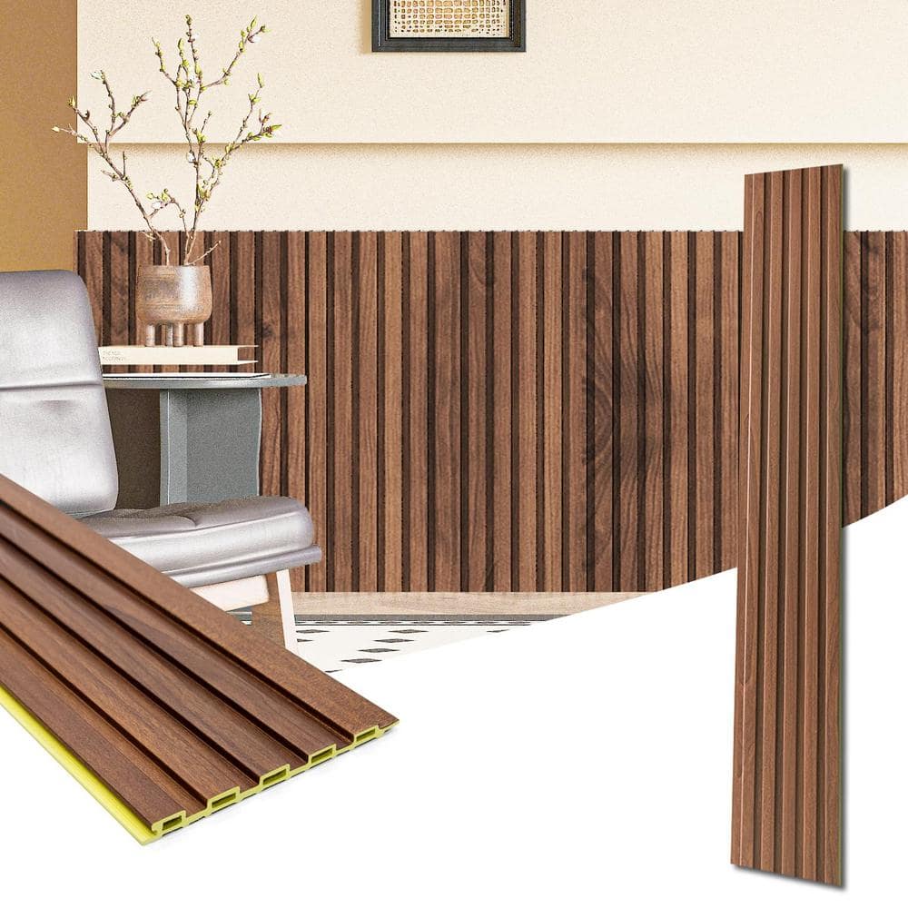 Angel Sar Wpc Slat Wall Panels Pack X Inch D Wall Accents Wood Siding For Interior