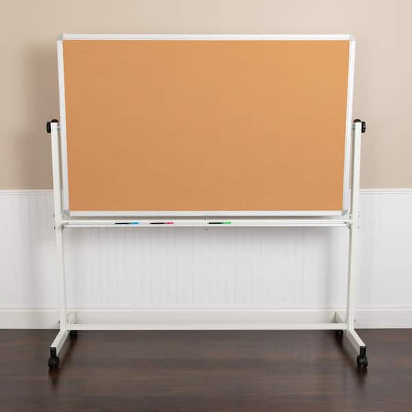 Carnegy Avenue Hercules Series 64.25 in. W x 20 in. D x 64.75 in. H Mobile Reversible Natural/White Cork Board Desk Accessory