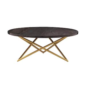 Mariana 43 in. Brushed Gold Legs Round Marble Coffee Table