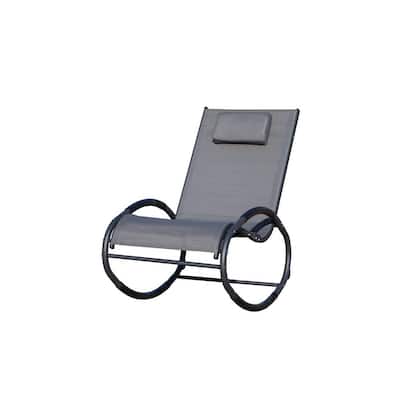 Belle Gray Iron Patio Swing Oval Metal Recliner Lounge Chair