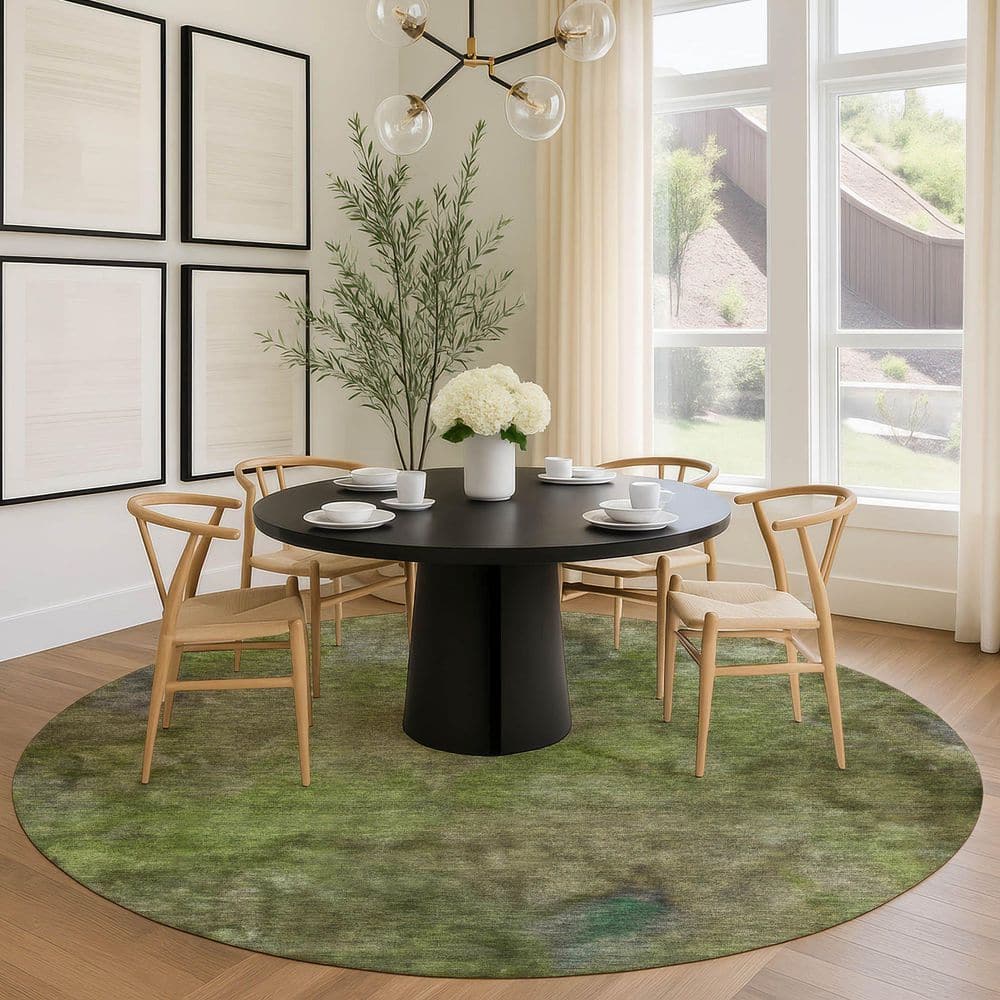 Chantille Machine Washable Indoor/Outdoor Abstract ACN2312 Olive 8 ft. x 8 ft. Round Rug price history on PriceWatchPro