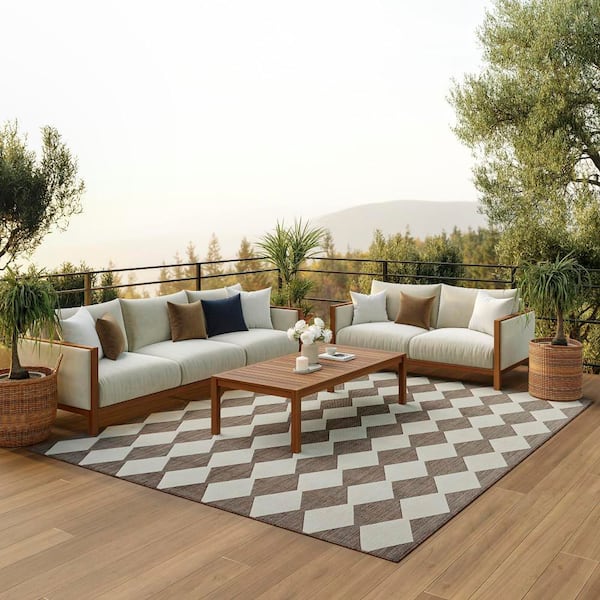 Positano Natural 10 ft. x 14 ft. Diamond Contemporary Area Rug