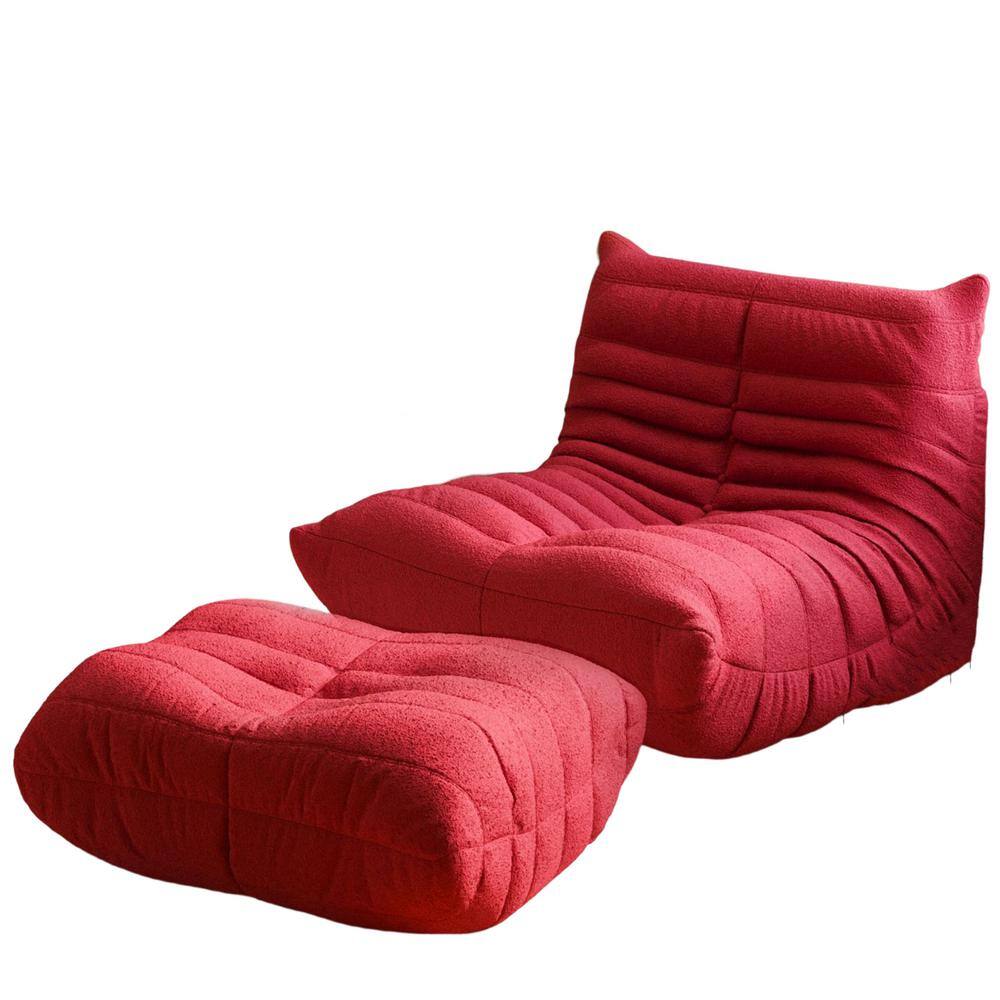 Magic Home 2Piece Bean Bag Teddy Velvet Top Thick Seat Living Room