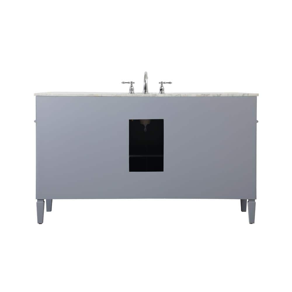 Gray Solid Wood MDF Marble Single Bathroom Vanity with Porcelain Sink