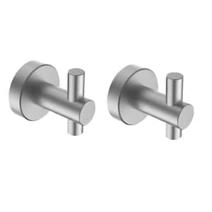 Wall Mounted Round Bathroom Robe Hook and Towel Hook in Starry Gray (2-Pack Combo)