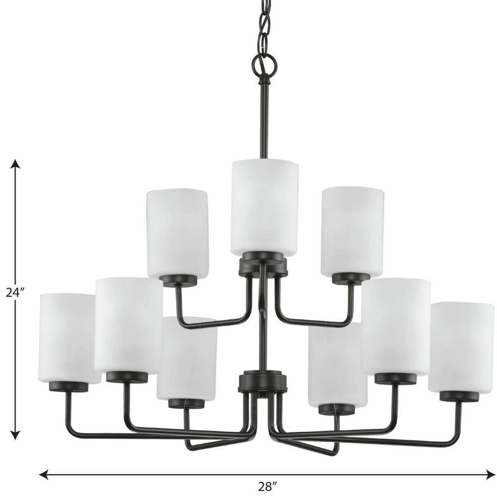 Merry 9-Light Matte Black Etched Glass Contemporary Chandelier