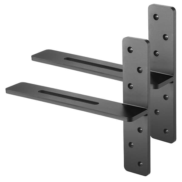 T Shelf Bracket 2 Piece 200 lbs. Weight Capacity 14 x 2.89 x 12 in./355.6 x 73.5 x 304.8 mm Solid Steel Heavy Duty Black