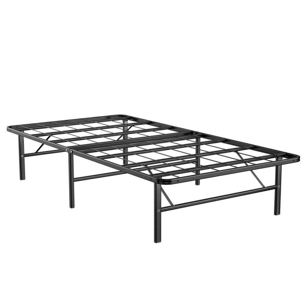 ANGELES HOME Black Steel Frame Twin Size Platform Bed Tool-Free ...