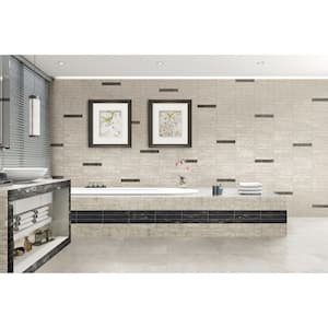 Uno Kastel Light Gray 3 in. x 15 in. Matte Tan/Cream Porcelain Subway Floor and Wall Tile Sample