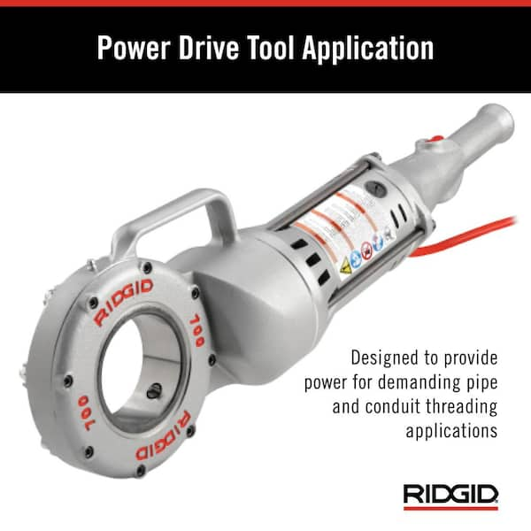 RIDGID 700 Power Drive Compact Handheld Heavy-Duty Pipe Threading Machine  Kit Includes Tool 12R Die Heads Support Arm Plus Case 45178 - The Home Depot