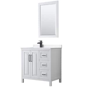 Daria 36 in. W x 22 in. D x 35.75 in. H Single Bath Vanity in White with White Cultured Marble Top and 24 in. Mirror
